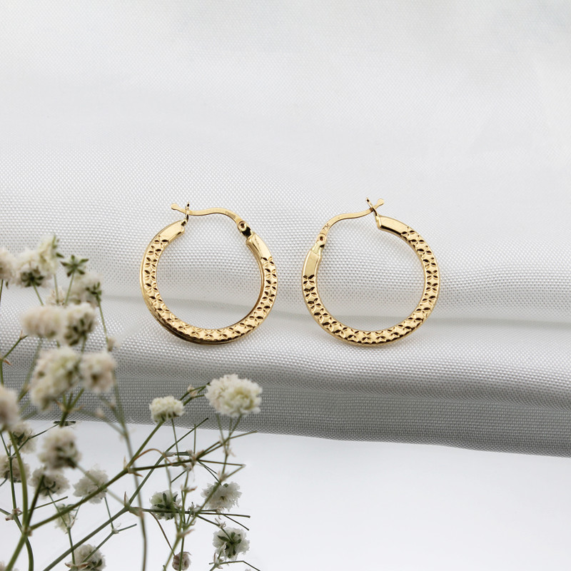 گوشواره حلقه‌ای طلا 18 عیار زنانه الی گالری مدل تمام گل گرد - 4