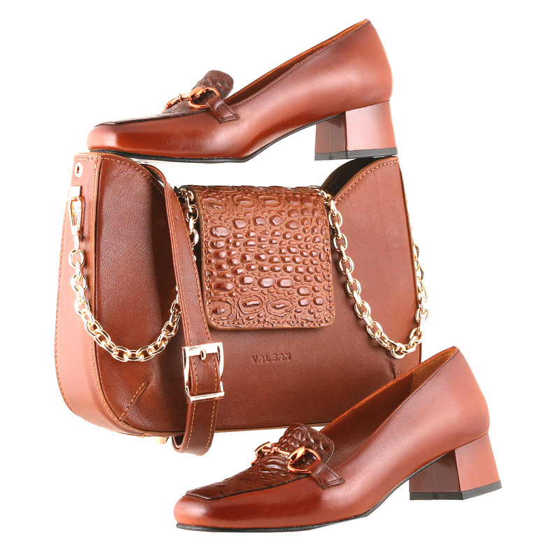 ست کیف و کفش زنانه چرم یلسان مدل راشا کد SERENA-GAN-914-asl