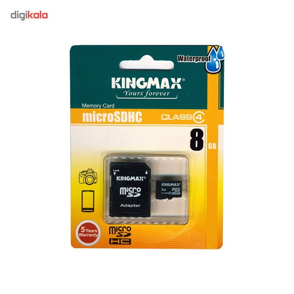 کارت حافظه microSDHC کینگ مکس کلاس 4 به همراه آداپتور SD ظرفیت 8 گیگابایت