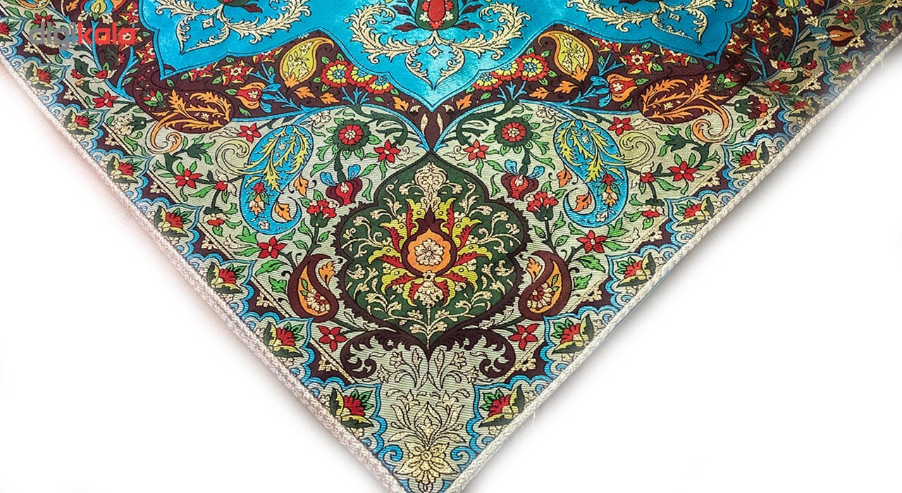 رومیزی ترمه ابریشم عدل کشمیر طرح سرو سایز 100x100 سانتی متر