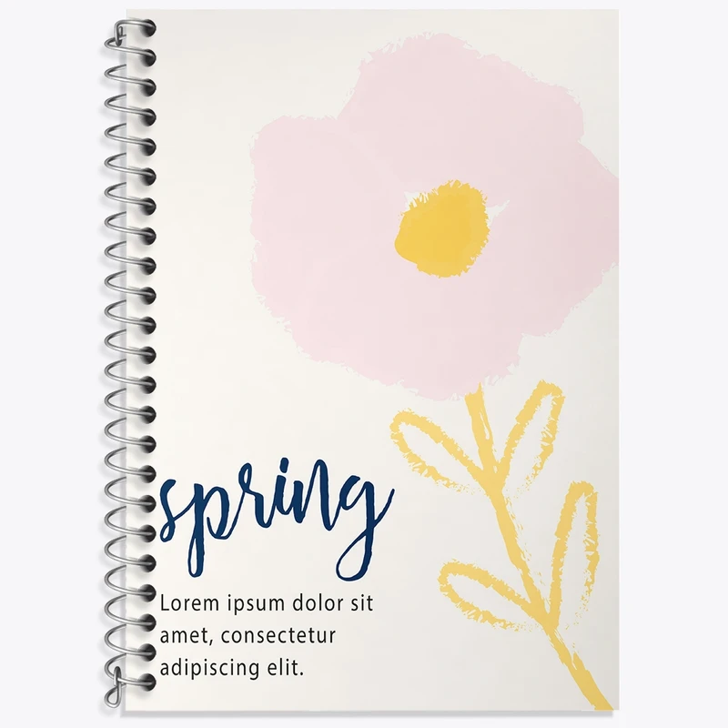 دفتر زبان 50 برگ خندالو مدل سه خط طرح مینیمال بهار کد N99