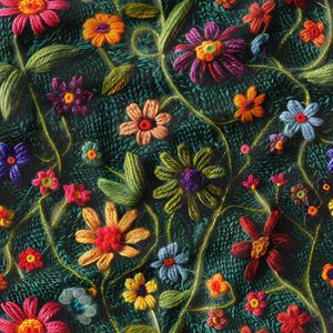 پارچه ملحفه عرض 1.5 متر مدل پارچه باما طرح پنج بعدی گل آرکا کد 5013561 رنگ سبز تیره