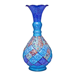 گلدان مسی مینا کاری شده گالری مند کد MN42