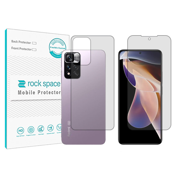 محافظ صفحه نمایش شفاف راک اسپیس مدل HyGEL مناسب برای گوشی موبایل شیائومی Redmi Note 11 China به همراه محافظ پشت گوشی