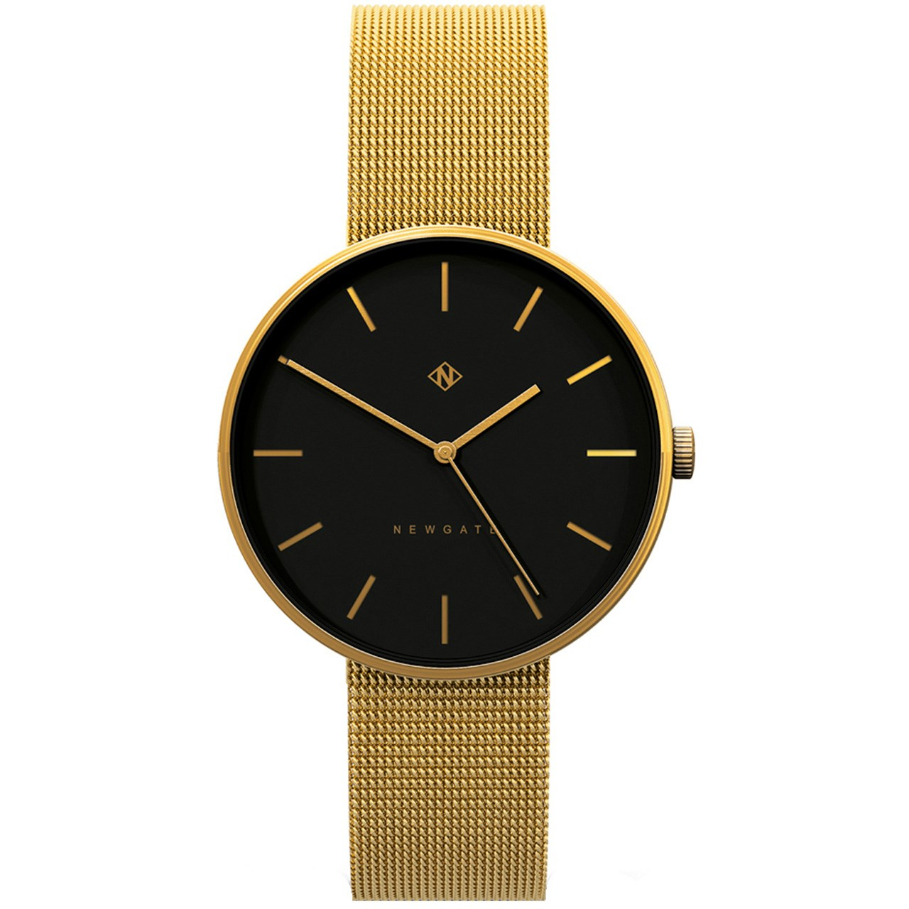 ساعت مچی عقربه ای نیوگیت مدل The Drumline Black And Gold Mesh Strap