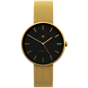 ساعت مچی عقربه ای نیوگیت مدل The Drumline Black And Gold Mesh Strap