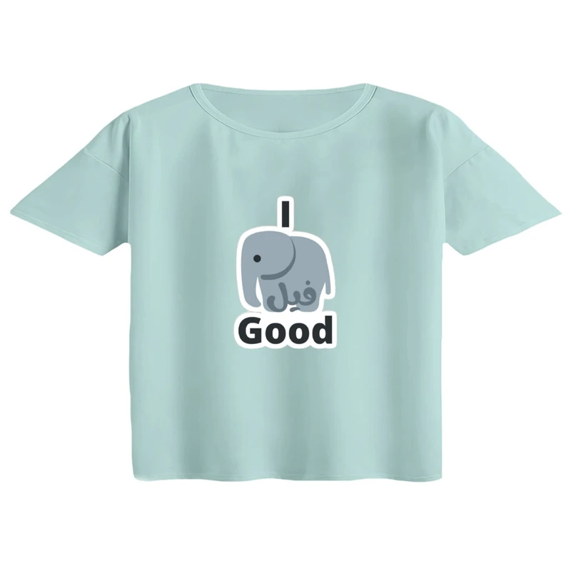 کراپ تی‌شرت آستین کوتاه زنانه مدل فیل کد 2