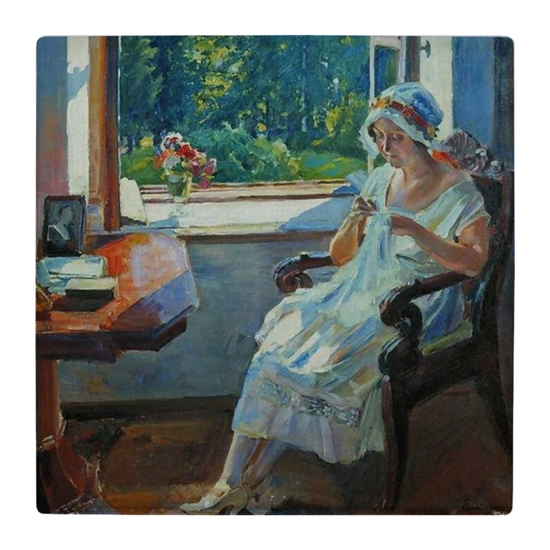 زیر لیوانی  طرح بانو کنار پنجره کد    4824281_3728