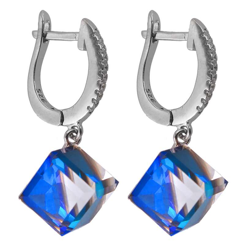 گوشواره نقره زنانه سواروسکی مدل مکعب کد 7016 گوشواره نقره زنانه سواروسکی مدل مکعب کد 7016