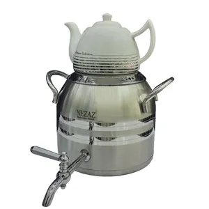 ست کتری و قوری نزاز مدل استیل طرح ترک 