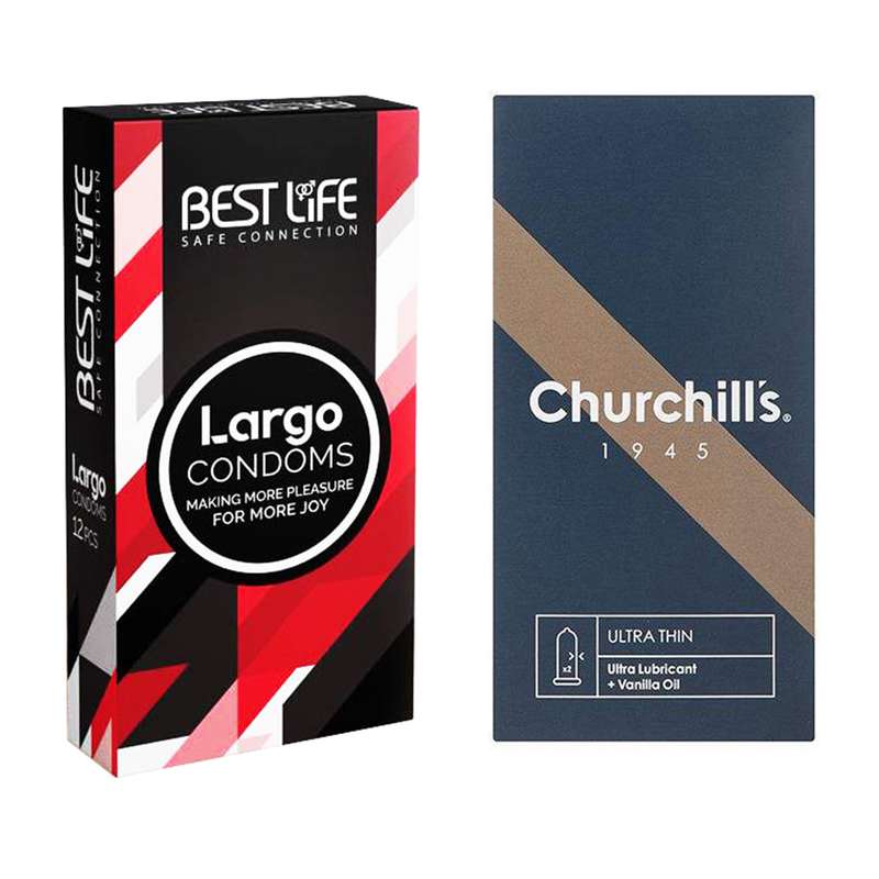 کاندوم چرچیلز مدل Ultra Thin بسته 12 عددی به همراه کاندوم بست لایف مدل Largo بسته 12 عددی کاندوم چرچیلز مدل Ultra Thin بسته 12 عددی به همراه کاندوم بست لایف مدل Largo بسته 12 عددی