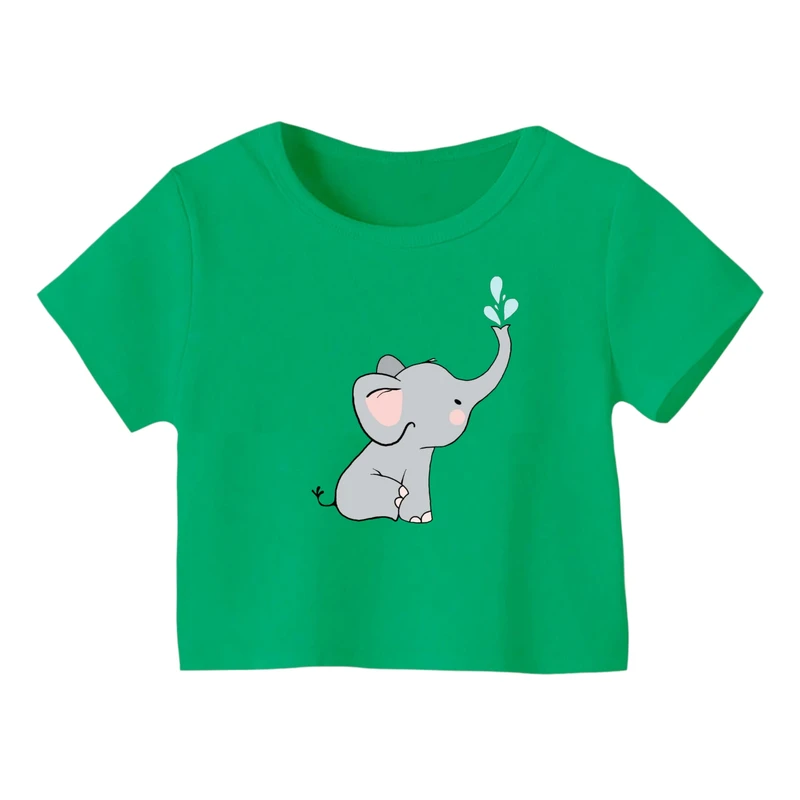 کراپ‌ تی‌شرت آستین کوتاه زنانه مدل فیل کد ۸