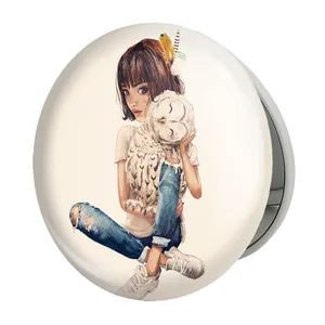 آینه جیبی خندالو طرح دخترونه مدل تاشو کد 6101 