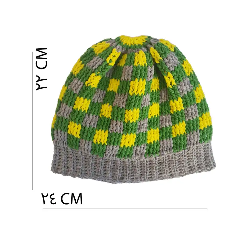 کلاه بافتنی زنانه مدل شطرنجی