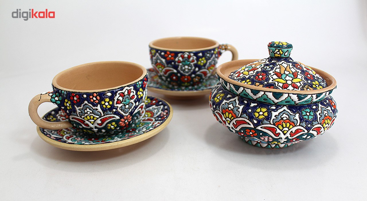 سرویس چایخوری دست نگار طرح میناکاری مجموعه 3 عددی