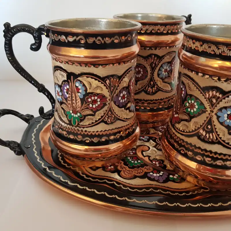 ست   5 تکه  شربت خوری  میناکاری مدل 4 نفره کد083