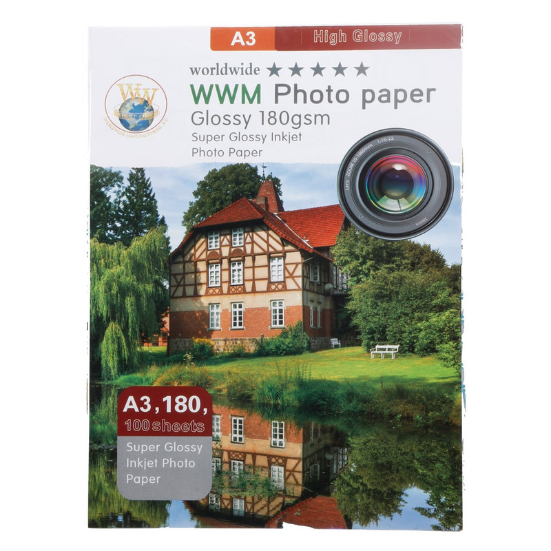 کاغذ عکس ورلدواید مدل Glossy سایز A3 بسته 100 عددی