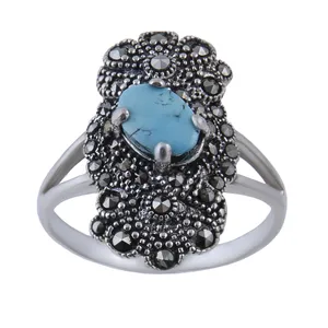 انگشتر نقره زنانه بازرگانی میلادی مدل  فیروزه کد Aw_152