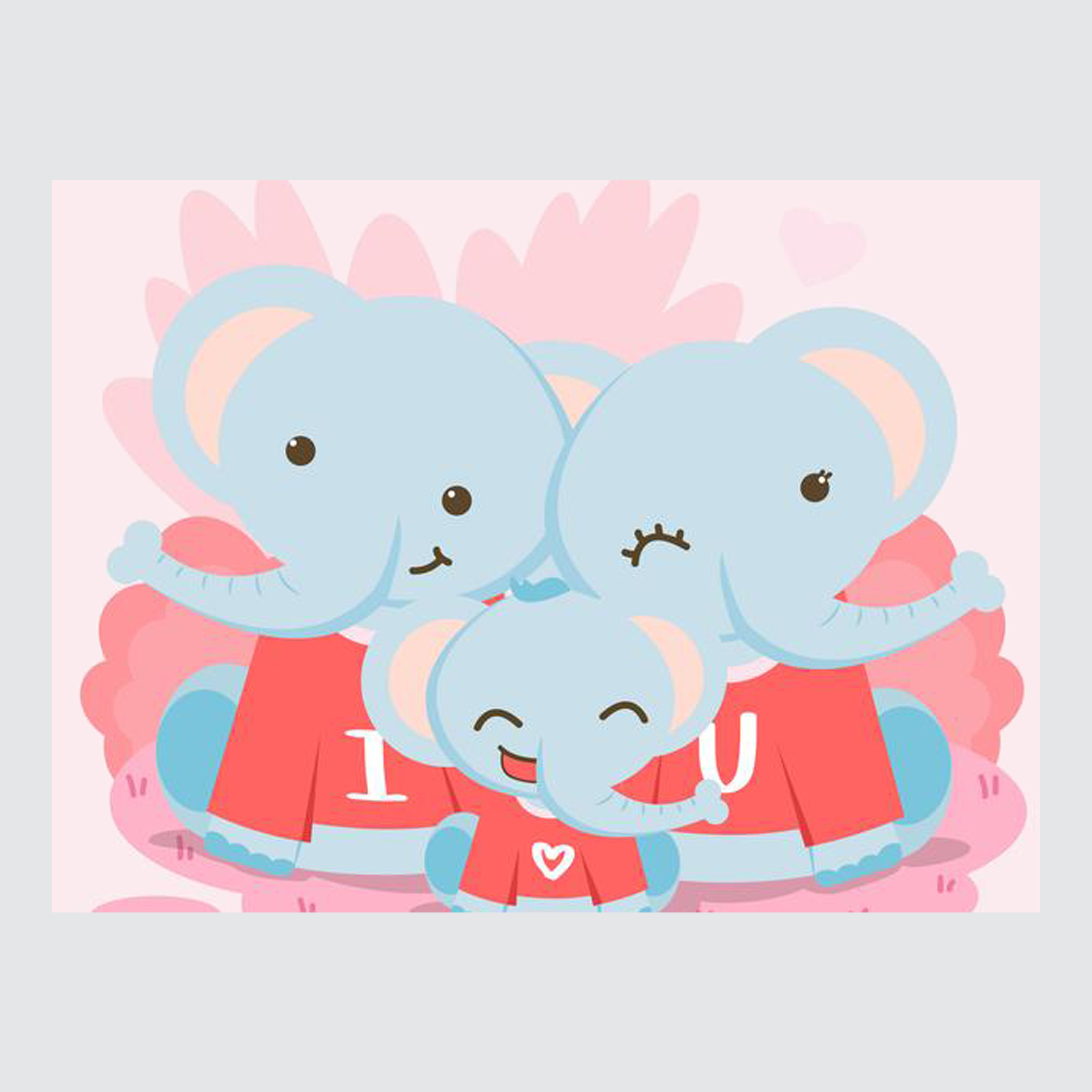 کارت پستال ماهتاب طرح فیل خانواده حیوانات love کد 2382