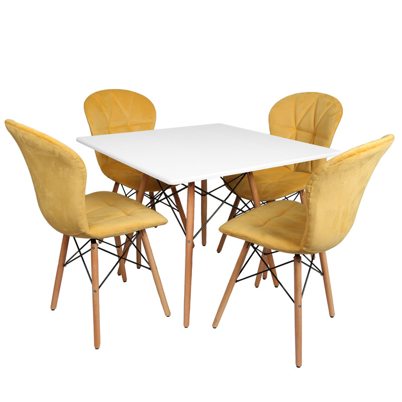 میز و صندلی ناهارخوری چهار نفره مدل ماهلین لمسه ای پایه ایفلی MS