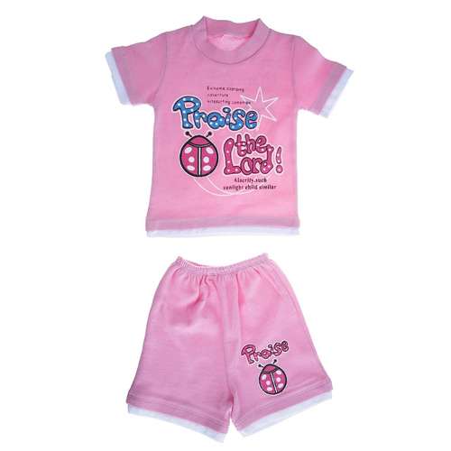 ست تی شرت و شلوارک بچه گانه جی جی کو دخترانه صورتی