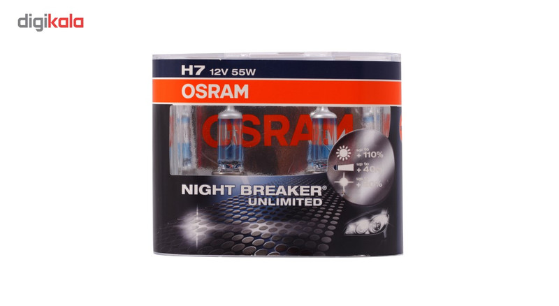 لامپ خودرو اسرام مدل H7 12V 55 W Night Breaker Unlimited 64210NBU Dou Box