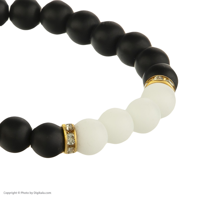 دستبند مدل مهره ای اونیکس طرح نگین دار کد004
