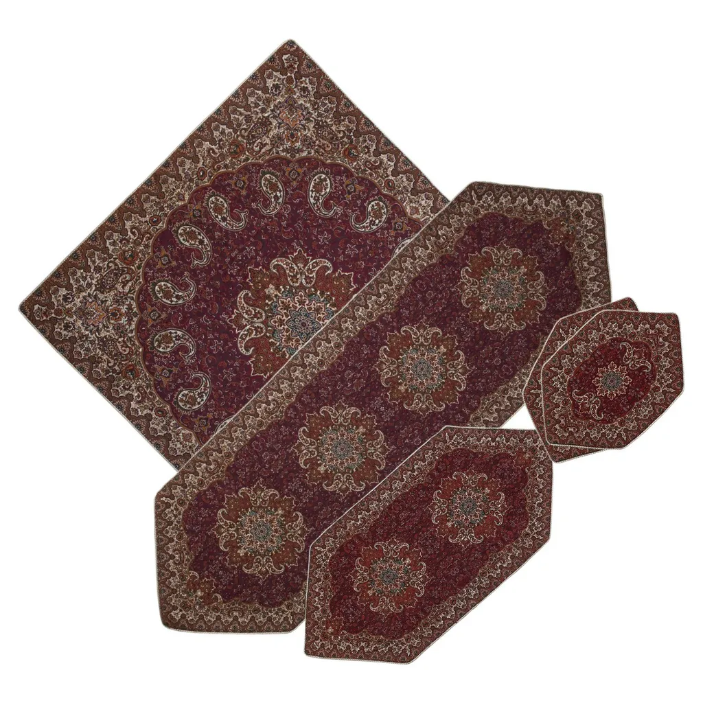 ست 5 تکه رومیزی ترمه گالری خورشید طرح نسترن