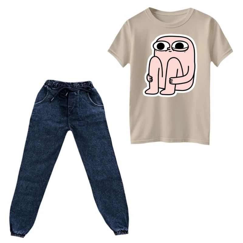 ست تی‌شرت و شلوار دخترانه مدل خسته