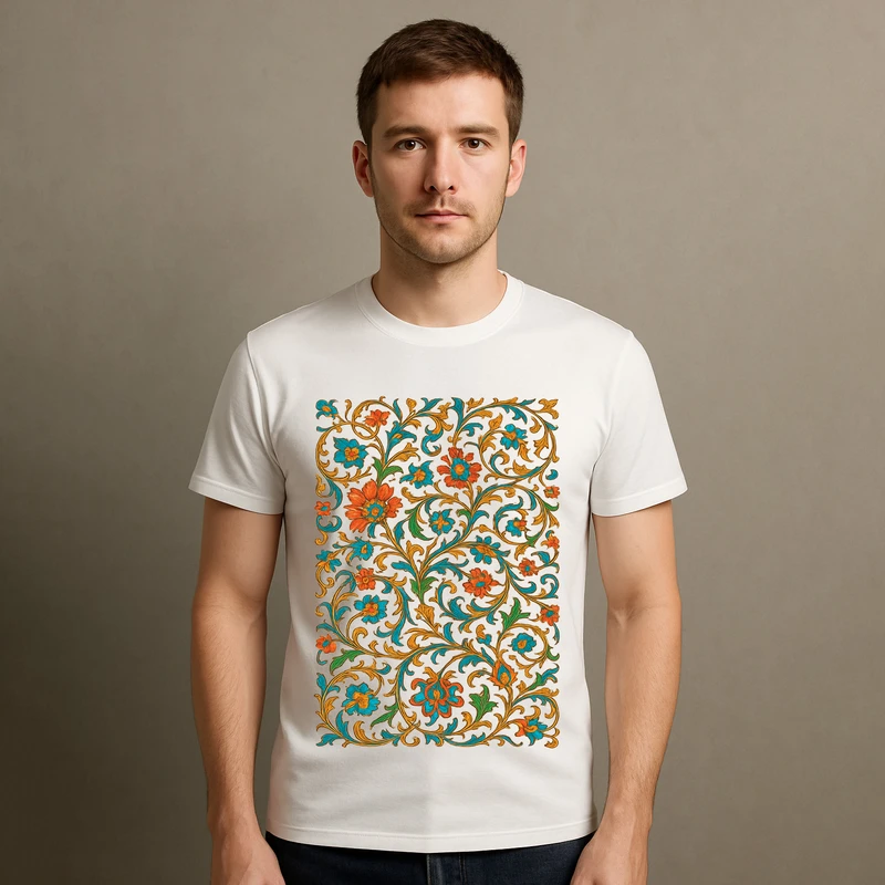 تیشرت آستین کوتاه مردانه مدل نقوش اسلیمی