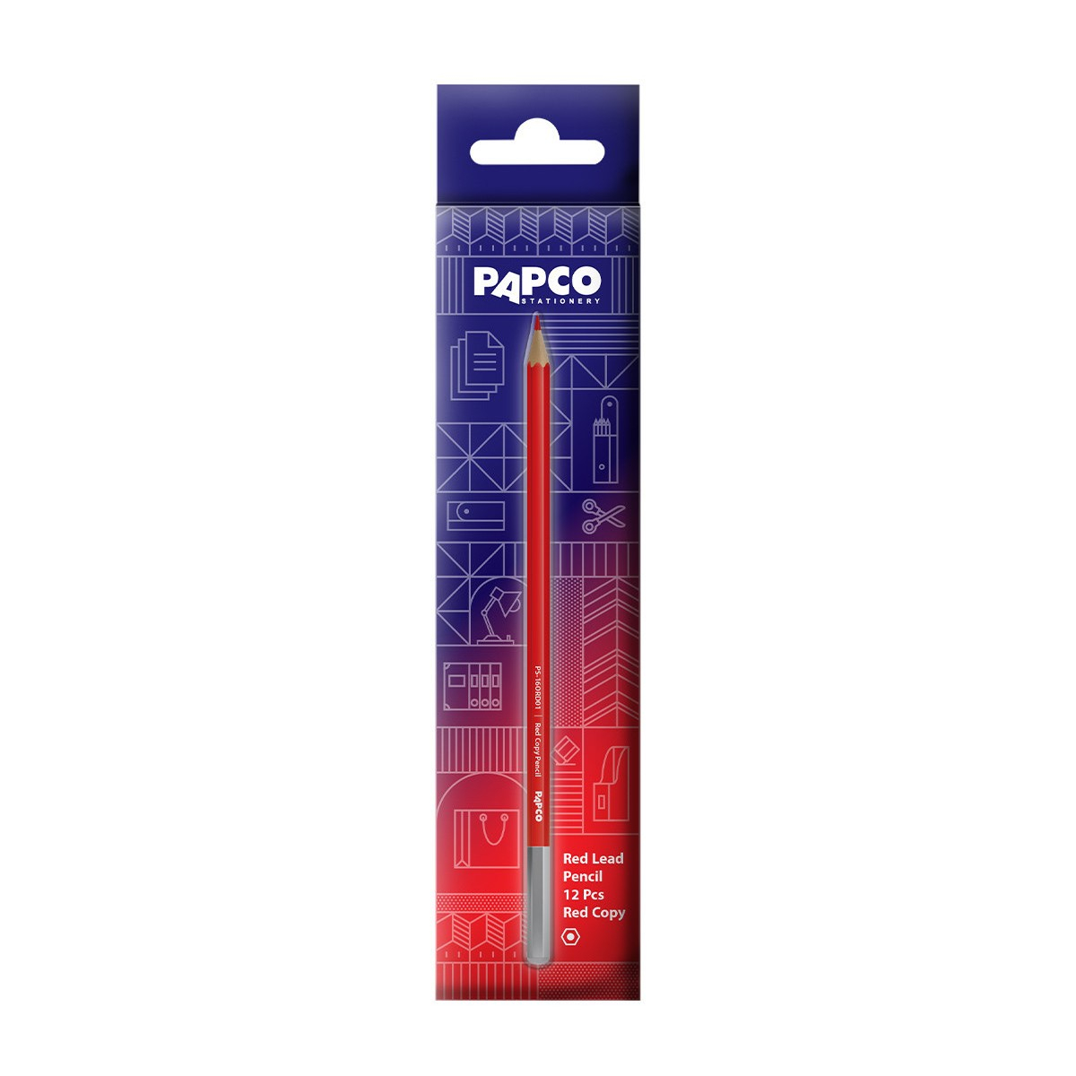 مداد قرمز پاپکو با درجه سختی HB کد PS-16ORD0112 بسته 12 عددی