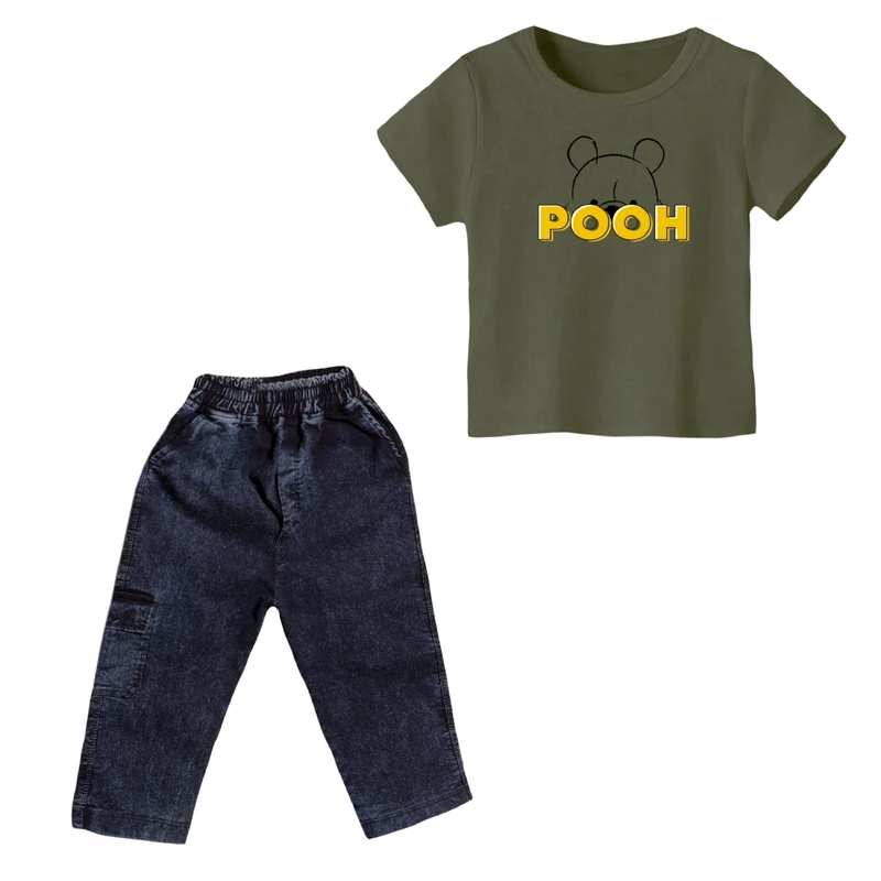 ست تی شرت و شلوارک دخترانه مدل پو کد 03