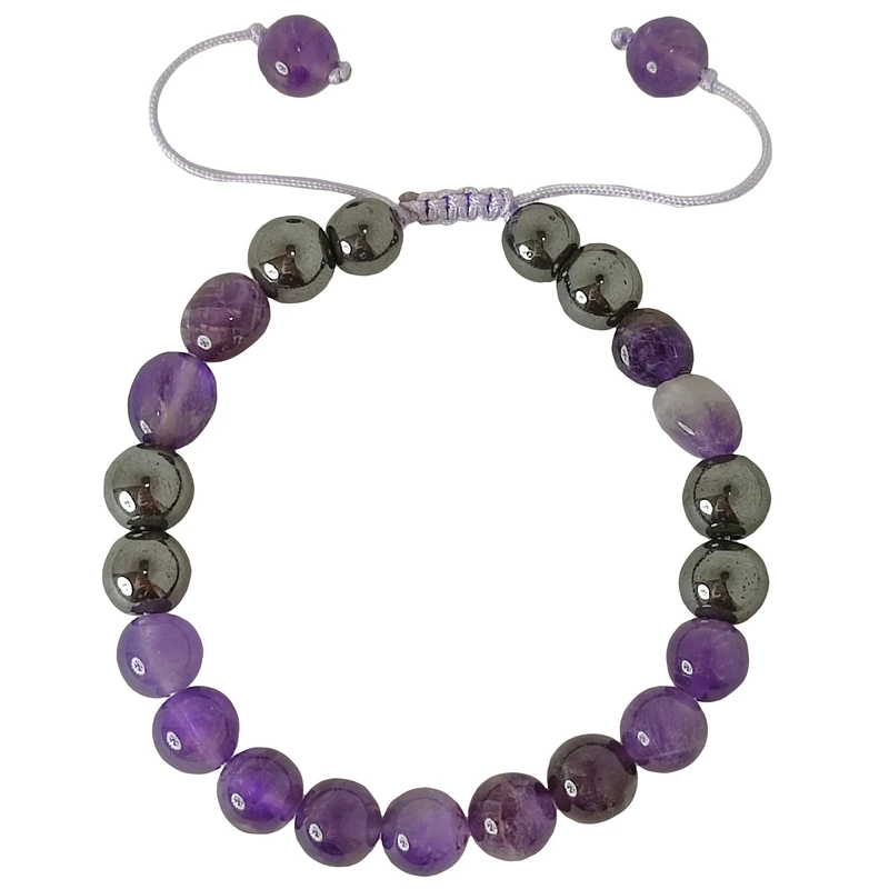 دستبند زنانه مدل آمیتیست و حدید طبیعی 846