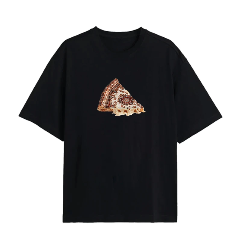تی شرت اورسایز مردانه پنبه دورو آستین کوتاه مدل pizza