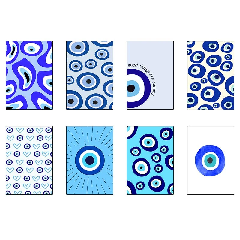 پوستر کارنيکا طرح پترن چشم نظر Eye Evil Pattern کد 72271 مجموعه 8 عددی
