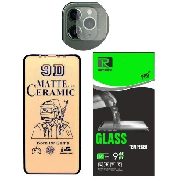 محافظ صفحه نمایش مات روبیکس مدل CR-IP11pro مناسب برای گوشی موبایل اپل iphone 11Pro به همراه محافظ لنز دوربین