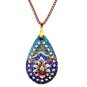 گردنبند میناکاری دست ساز  گالری آسمانی  طرح اشک فیروزه مدل ASHK-2
