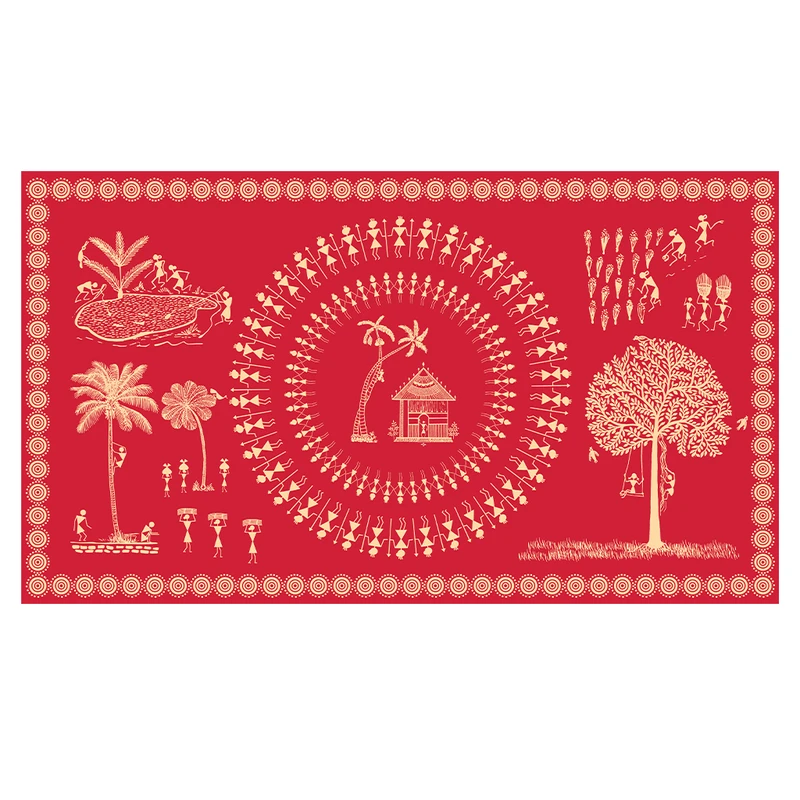 فرش پارچه‌ای مدل فرشینه طرح قبیله ای روستایی کد AR3059727