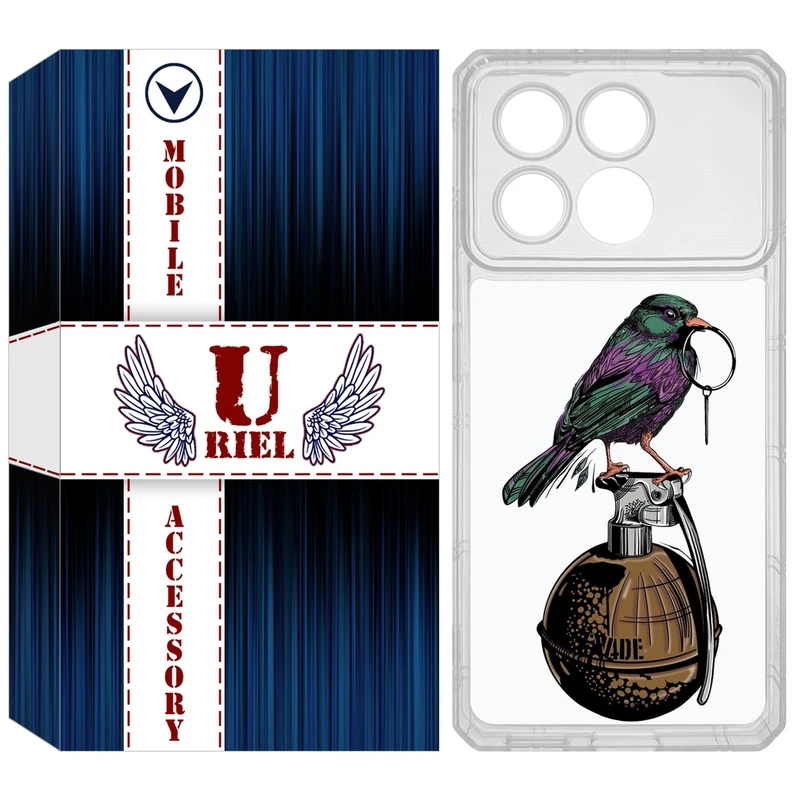 کاور یوریل مدل Clear کد 31 طرح پرنده مناسب برای گوشی موبایل شیائومی Poco X6 Pro