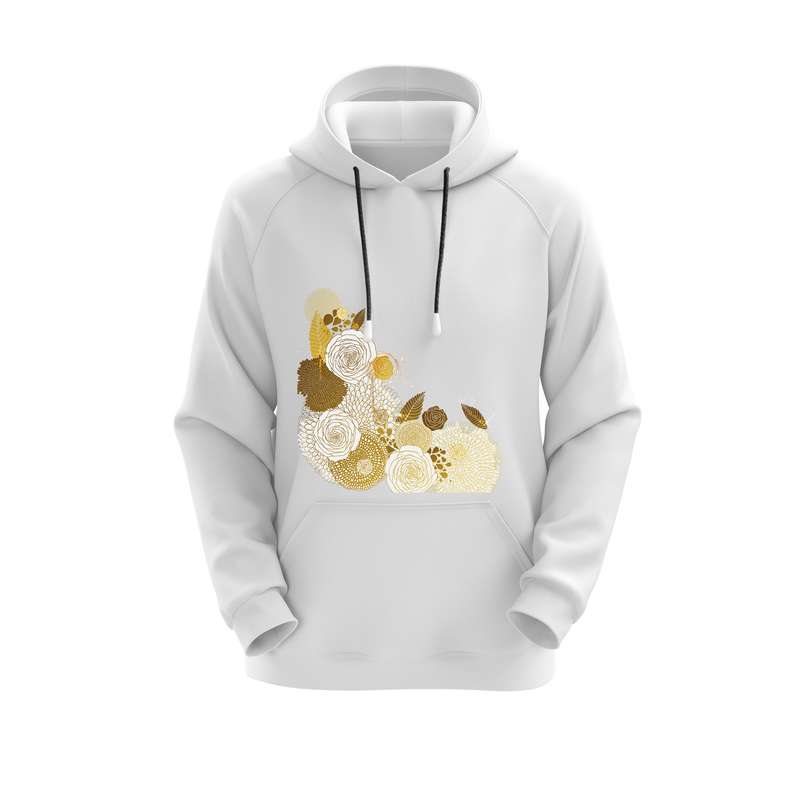 هودی زنانه مدل گل کد E56  رنگ سفید