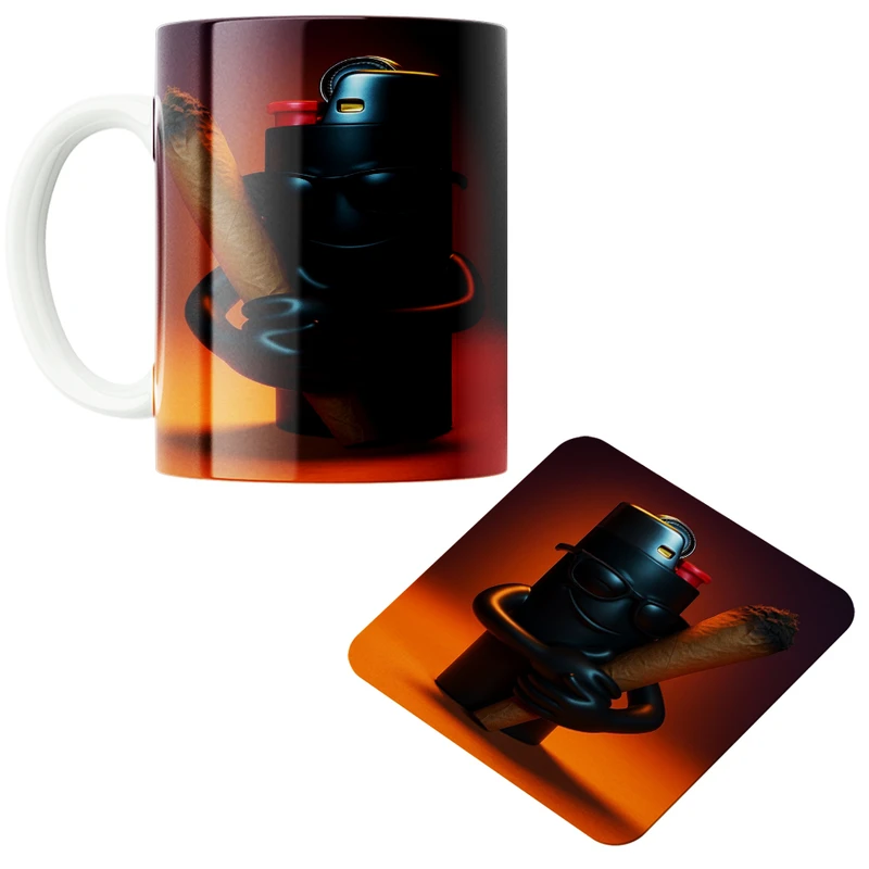 ماگ پاد آفرین مدل فندک کد 01 به همراه زیر لیوانی