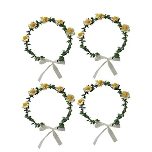 تاج مو دخترانه مدل بابونه و برگ زیتون 345 بسته 4 عددی