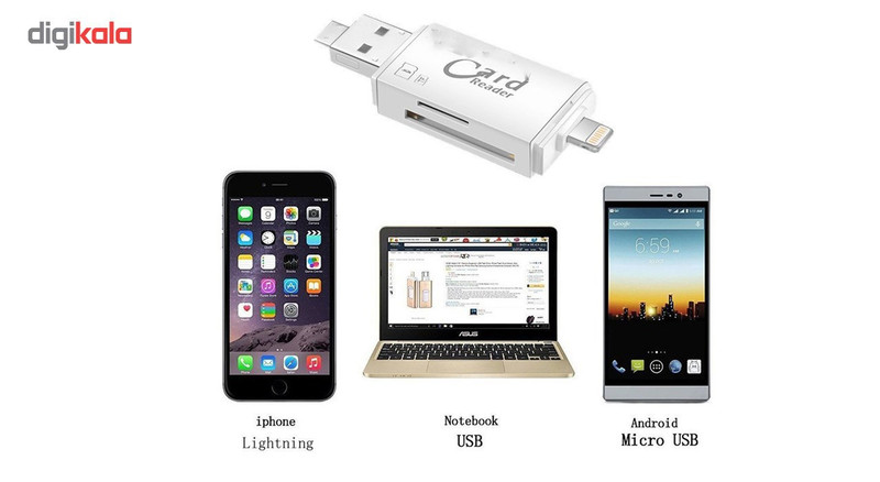 کارت خوان لایتنینگ و microUSB OTG اس کارت ریدر مدل FAT32