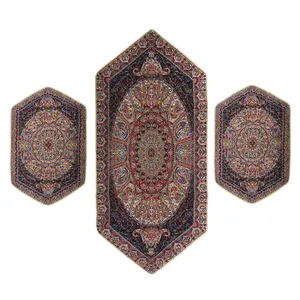 ست 3 تکه رومیزی ترمه ابریشمی حسینی طرح  پارادایس  مدل 14-02