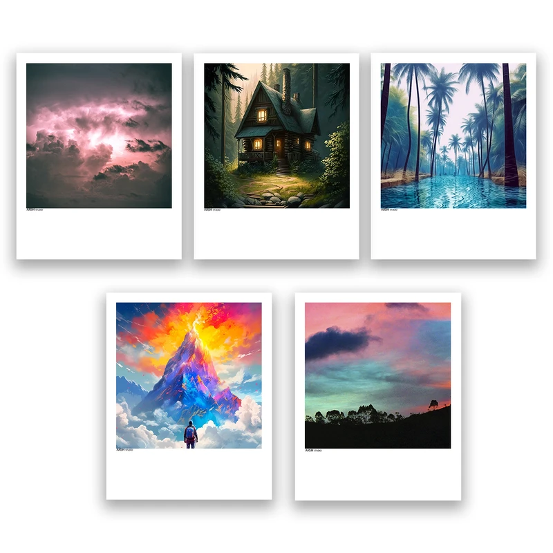 آویز تزیینی عرش مدل فانتزی منظره طبیعت کد Asa1293 مجموعه پنج عددی