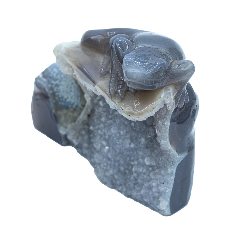 سنگ راف مانا جم مدل مجسمه سوسمار عقیق و کوارتز