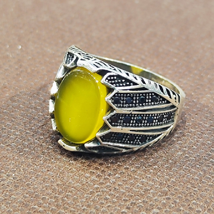 انگشتر نقره مردانه مدل سنگ عقیق کد 3421 انگشتر نقره مردانه مدل سنگ عقیق کد 3421