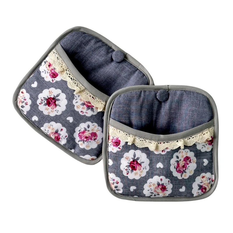 دستگیره آشپزخانه مدل مربع جیب‌ دار طرح‌ رُز کد 11 مجموعه دو عددی