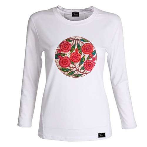 تی شرت آستین بلند زنانه مدل شب یلدا کد B77 رنگ سفید