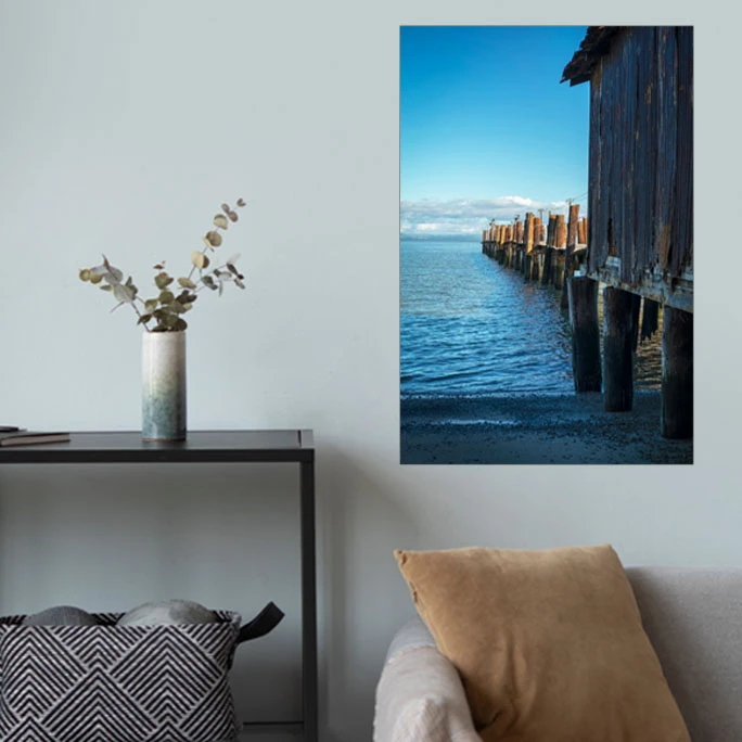 پوستر گوفی مدل والپیپر ساحل دریا طرح طبیعت و گردشگری Nature Sea Cabin 4K کد BLU65